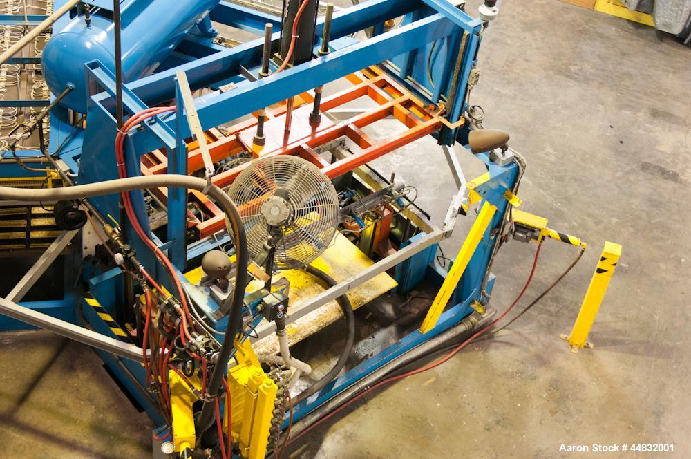 Used Rotary Vacuum Forming Machine, Model 3660.  3 Station, max forming area 40" x 57.5", top platen stroke 24", bottom platen stroke 24", air platen drives, Allen Bradley controls, Continental solid...