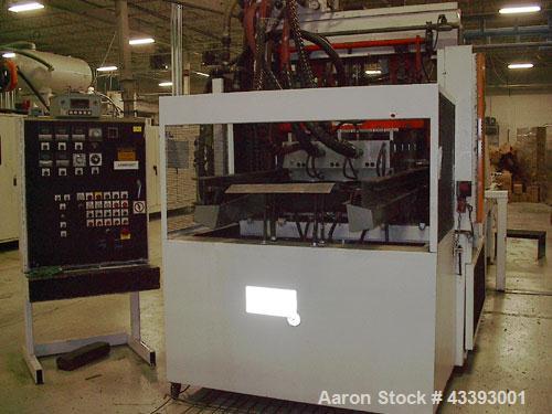 Used Brown Inline Thermoformer, Model C-4200R (also known as a model 42P).  Max forming area 40" x 40", depth of draw 6.5", forming press, Servo index, form press 72 ton, oven length 168", edge trim ...
