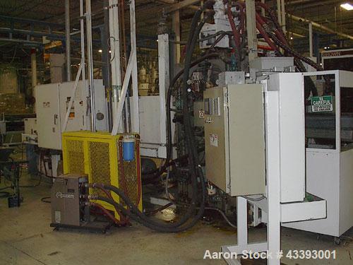 Used Brown Inline Thermoformer, Model C-4200R (also known as a model 42P).  Max forming area 40" x 40", depth of draw 6.5", forming press, Servo index, form press 72 ton, oven length 168", edge trim ...