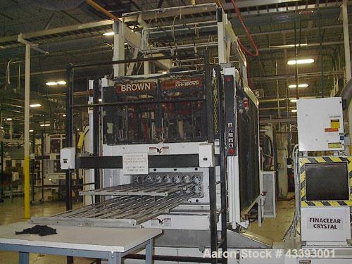 Used Brown Inline Thermoformer, Model C-4200R (also known as a model 42P).  Max forming area 40" x 40", depth of draw 6.5", forming press, Servo index, form press 72 ton, oven length 168", edge trim ...