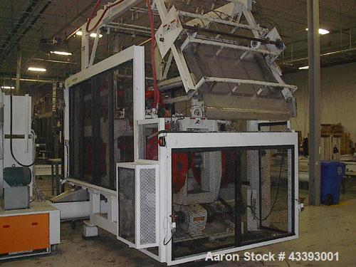 Used Brown Inline Thermoformer, Model C-4200R (also known as a model 42P).  Max forming area 40" x 40", depth of draw 6.5", forming press, Servo index, form press 72 ton, oven length 168", edge trim ...