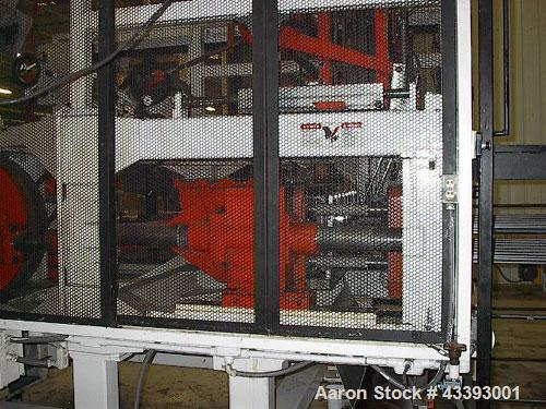 Used Brown Inline Thermoformer, Model C-4200R (also known as a model 42P).  Max forming area 40" x 40", depth of draw 6.5", forming press, Servo index, form press 72 ton, oven length 168", edge trim ...