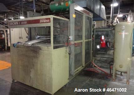 Used Brown Inline Thermoforming System. (1) Brown model C3030 thermoformer serial# 11698, (1) Brown model 130T trim press serial# 11699, last used inline with 36" wide sheet extrusion line.