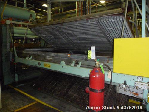 Used Irwin 50" Wide Web Fed Thermoformer, Model 50-160, Type HT-LH. Maximum 50" x 50" mold, 160" long clamshell oven with Calrod heaters. Has servo motor/control for top platen, servo motor/control f...