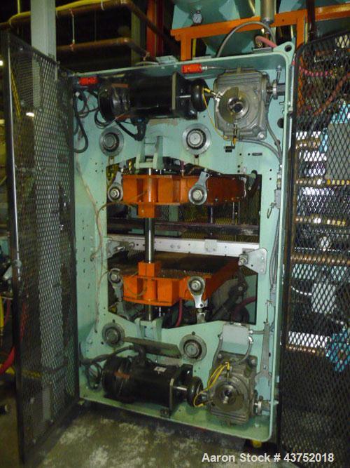 Used Irwin 50" Wide Web Fed Thermoformer, Model 50-160, Type HT-LH. Maximum 50" x 50" mold, 160" long clamshell oven with Calrod heaters. Has servo motor/control for top platen, servo motor/control f...