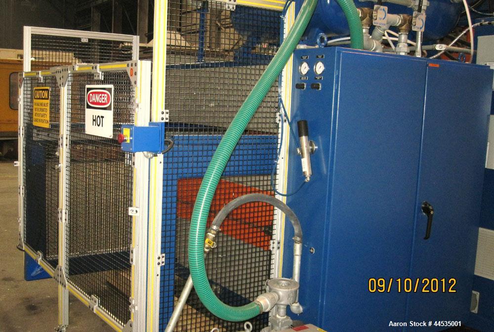 Used Modern Machinery Shuttle Station Pressure / Vacuum Former Thermoformer, Model 2424 SSP. Maximum mold width 24”, maximum mold length 24”. Form tool area dimensions: Open top and bottom- 13-5/8”, ...