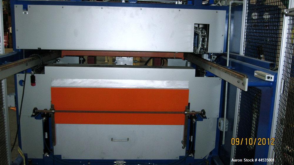 Used Modern Machinery Shuttle Station Pressure / Vacuum Former Thermoformer, Model 2424 SSP. Maximum mold width 24”, maximum mold length 24”. Form tool area dimensions: Open top and bottom- 13-5/8”, ...