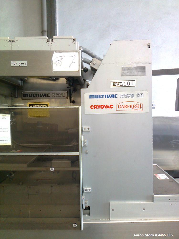 Used-Multivac R570 CD Fully Automatic Roll Stock Thermoformer.  Including molds.  Film width 20.4" (520 mm).  Stainless stee...