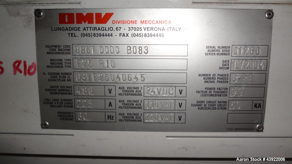 Used- OMV Thermoformer Model F25-R10, Built New in 2004. Maximum forming area 850mm x 250mm wide. Maximum forming depth 150m...