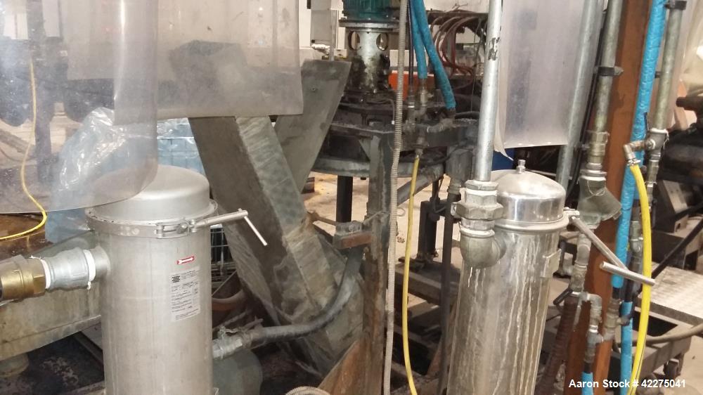 Used- Recycling Extruder 130 mm 54 L/D double 450/600 kg/h Tecnova brand - all Italian. Just before disconnection, it was pr...