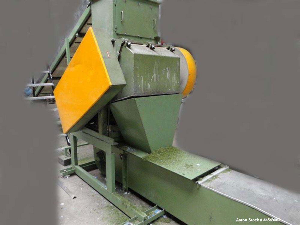 Used Berstorff Complete Sheet Extrusion Line.  Three rollers.  Width 45.2" (1150 mm), diameter 13.7" (350 mm). Comprised of: one Pallmanns Ps HG grinder, one conveyor system, one Herbold grinder on m...