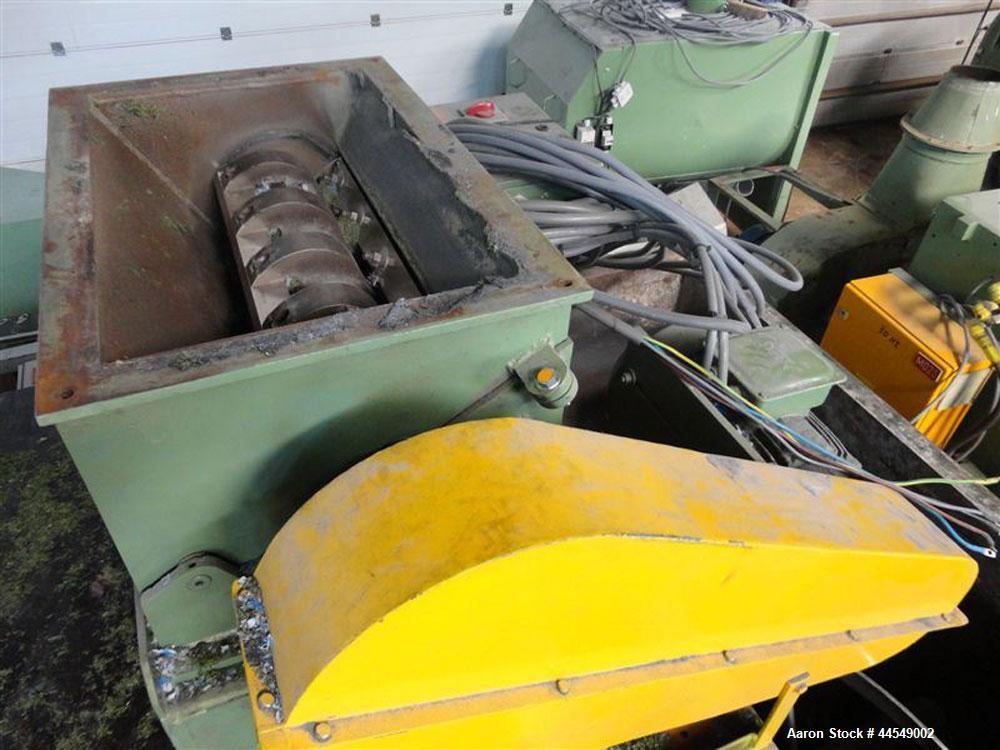 Used Berstorff Complete Sheet Extrusion Line.  Three rollers.  Width 45.2" (1150 mm), diameter 13.7" (350 mm). Comprised of: one Pallmanns Ps HG grinder, one conveyor system, one Herbold grinder on m...