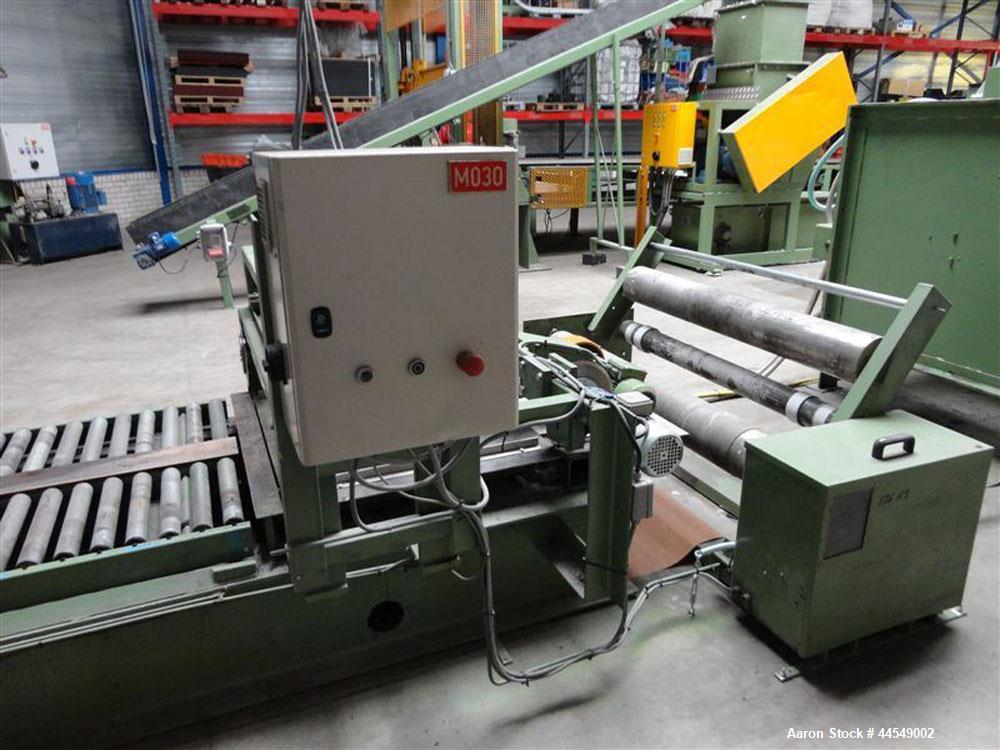 Used Berstorff Complete Sheet Extrusion Line.  Three rollers.  Width 45.2" (1150 mm), diameter 13.7" (350 mm). Comprised of: one Pallmanns Ps HG grinder, one conveyor system, one Herbold grinder on m...