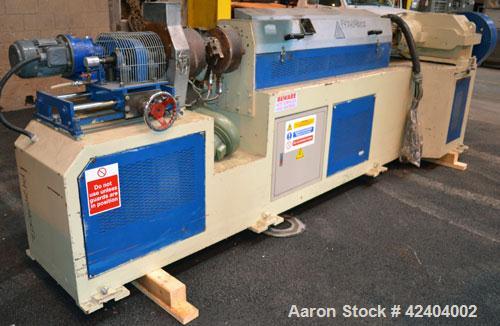 Used Chi Chang Machinery Recycling Line Consisting Of: (1) Chi Chang Approximate 3-1/2’’ single screw extruder, approximately 20 to 1 L/D ratio. Electrically heated, air cooled 4 zone side vented bar...