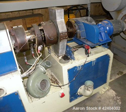 Used Chi Chang Machinery Recycling Line Consisting Of: (1) Chi Chang Approximate 3-1/2’’ single screw extruder, approximately 20 to 1 L/D ratio. Electrically heated, air cooled 4 zone side vented bar...