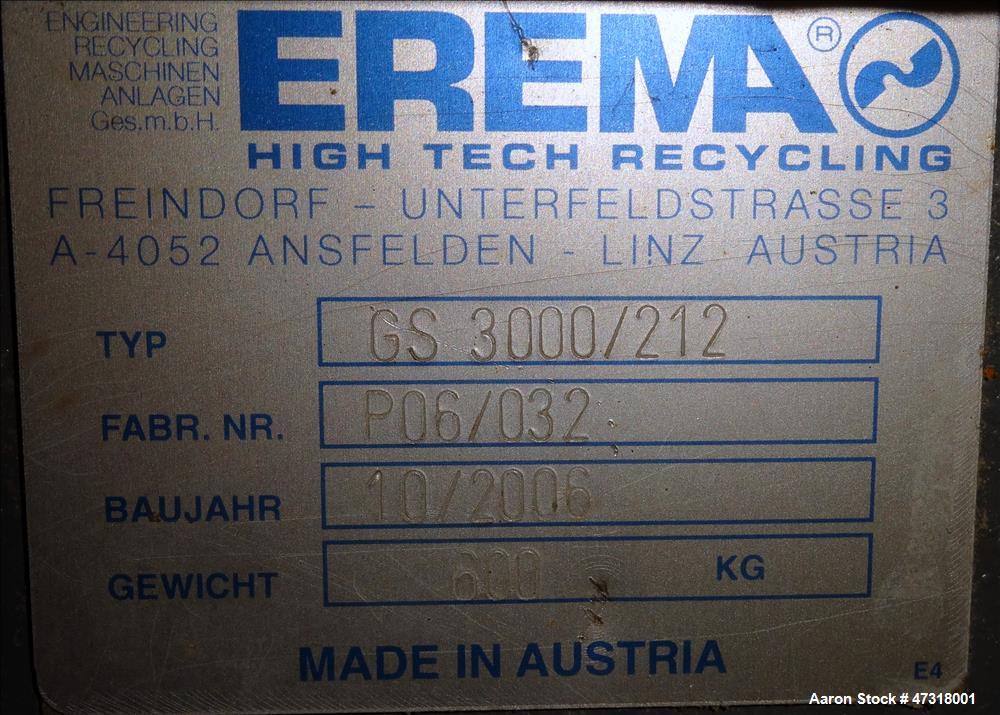 Used Erema Model 1718 TVE-DD-LF Double Vented Barrel with Vacuum System