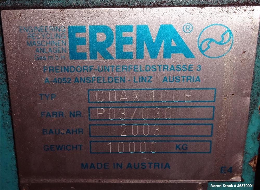 Used Erema Plastic Recycling Line Consisting of: (1) Erema model COAX 100E gran