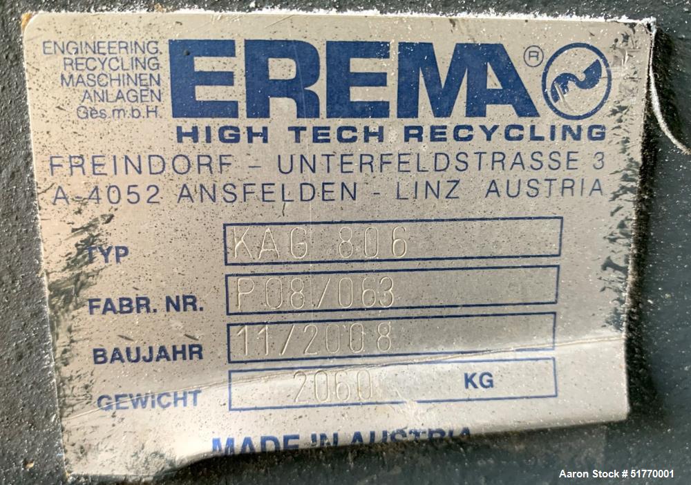 Used EREMA Continuous Agglomerator Plastic Recycling System
