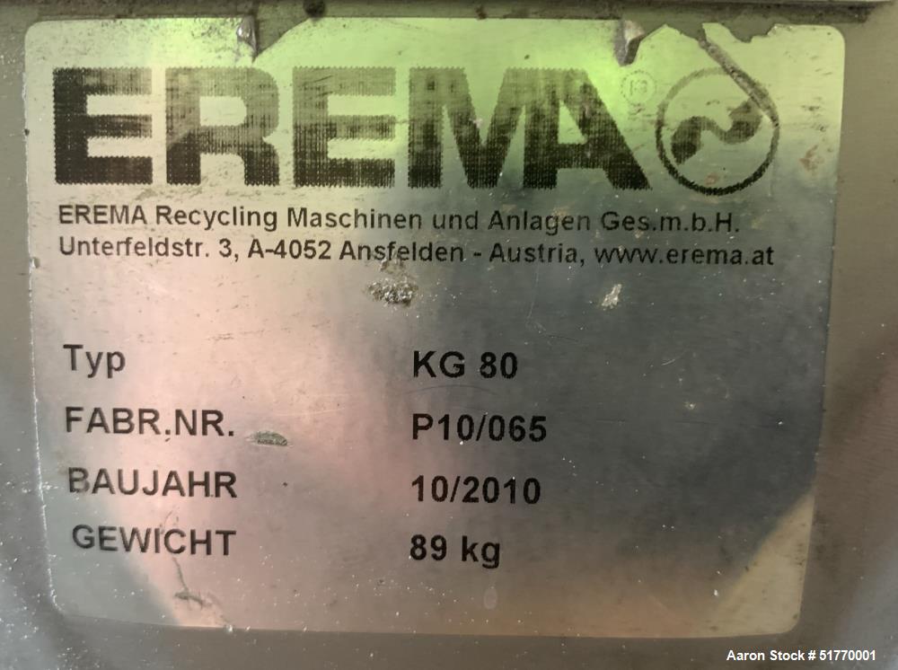 Used- EREMA Continuous Agglomerator Plastic Recycling System