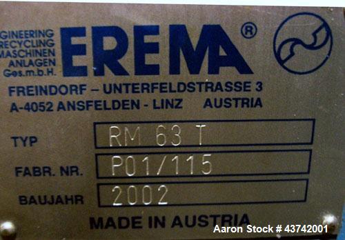 Used Erema Plastic Recycling Plant, Model RM63T