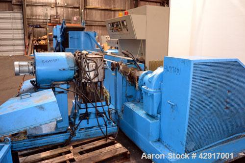 Used Erema Plastic Recycling Plant, Model RM120/35. Consists of (1) Erema model RM120/35 single screw extruder, 4.7’’ (120mm) diameter x 124’’ long screw, approximate 28 to 1 L/D ratio. (10) zone ele...
