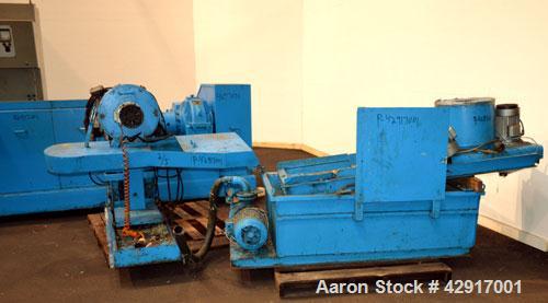 Used Erema Plastic Recycling Plant, Model RM120/35. Consists of (1) Erema model RM120/35 single screw extruder, 4.7’’ (120mm) diameter x 124’’ long screw, approximate 28 to 1 L/D ratio. (10) zone ele...