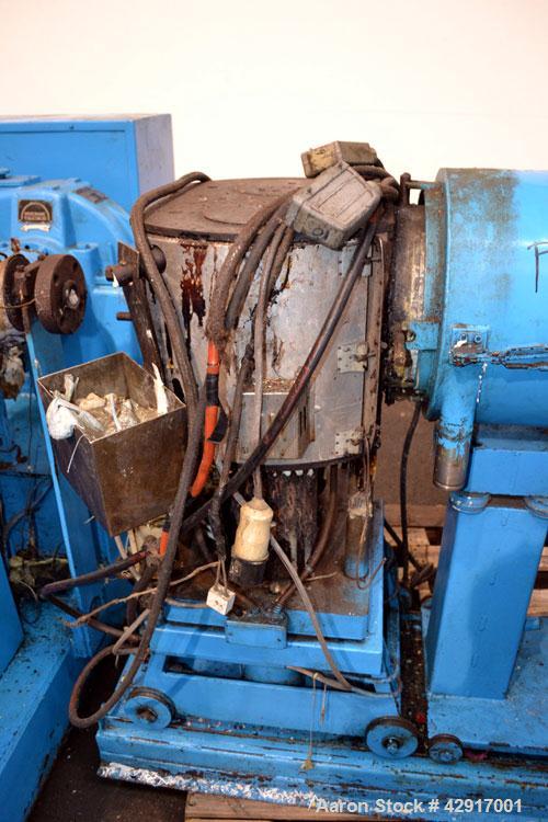 Used Erema Plastic Recycling Plant, Model RM120/35. Consists of (1) Erema model RM120/35 single screw extruder, 4.7’’ (120mm) diameter x 124’’ long screw, approximate 28 to 1 L/D ratio. (10) zone ele...