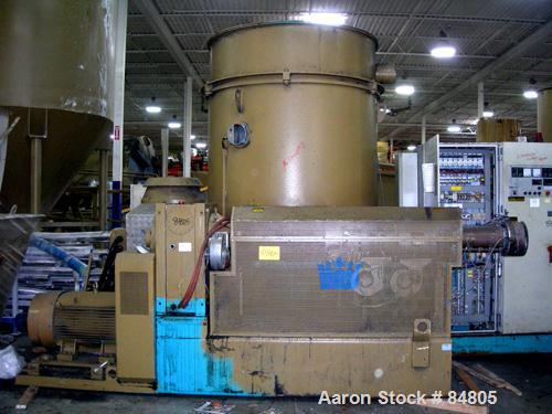 USED: Erema recycling line consisting of (1) Erema 160mm (6.2") diameter single screw extruder, model KAG1700/160. Approx 16:1 L/D ratio. Electrically heated, air cooled. Side fed barrel. Driven by a...