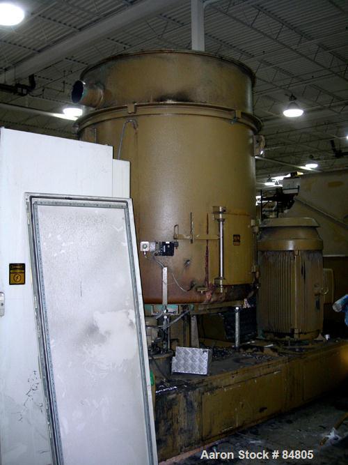 USED: Erema recycling line consisting of (1) Erema 160mm (6.2") diameter single screw extruder, model KAG1700/160. Approx 16:1 L/D ratio. Electrically heated, air cooled. Side fed barrel. Driven by a...