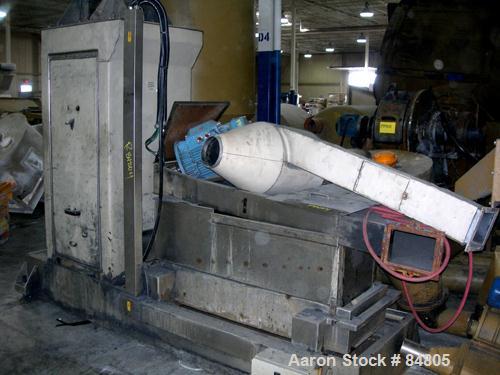 USED: Erema recycling line consisting of (1) Erema 160mm (6.2") diameter single screw extruder, model KAG1700/160. Approx 16:1 L/D ratio. Electrically heated, air cooled. Side fed barrel. Driven by a...