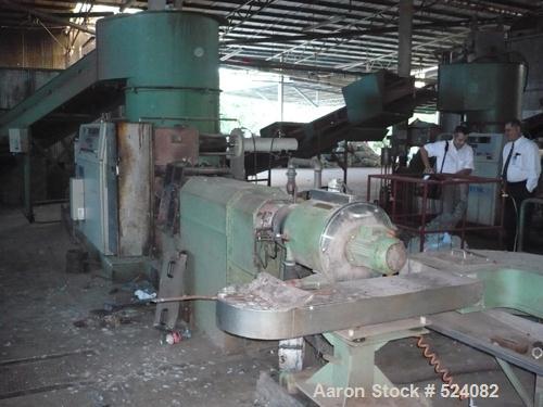 USED: Erema RGA 120 TVE-HG. Erema with inclined belt conveyor andmetal detector, model FZA 80x40. Koellman extruder, type UNEX 62v/120/EO. Erema filter, type SW4/170RFT, year 3/2005. Rated power406 k...