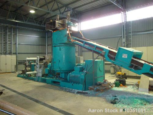 Used Erema RGA 160 TVE-HG Repelletizing Line comprised of:  (1) Erema RGA 160 TVE-HG single screw extruder, screw diameter 6.3" (160 mm), output capacity 1.3 tons/h (1200 kg/h), used on PE, LDPE and ...