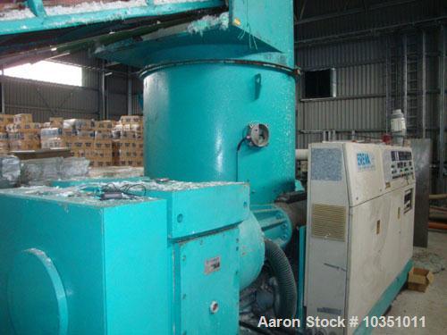 Used Erema RGA 160 TVE-HG Repelletizing Line comprised of:  (1) Erema RGA 160 TVE-HG single screw extruder, screw diameter 6.3" (160 mm), output capacity 1.3 tons/h (1200 kg/h), used on PE, LDPE and ...