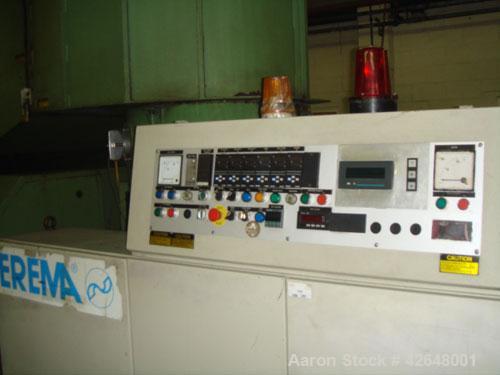 Used Erema RGA 80 T Recycling Line, built 1995. Capacity 441 lbs/h (200 kg/h) of dry non-printed LDPE flexible film. Comprised of:  (1) Belt conveyor, (1) metal detector, (1) RM-combination RM-808T, ...
