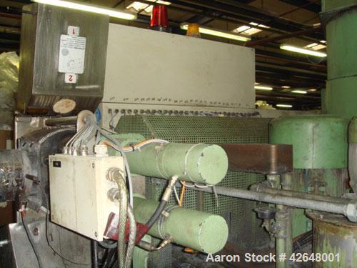 Used Erema RGA 80 T Recycling Line, built 1995. Capacity 441 lbs/h (200 kg/h) of dry non-printed LDPE flexible film. Comprised of:  (1) Belt conveyor, (1) metal detector, (1) RM-combination RM-808T, ...