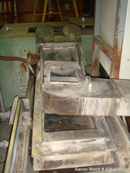 Used Erema RGA 80 T Recycling Line, built 1995. Capacity 441 lbs/h (200 kg/h) of dry non-printed LDPE flexible film. Comprised of:  (1) Belt conveyor, (1) metal detector, (1) RM-combination RM-808T, ...