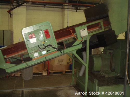 Used Erema RGA 80 T Recycling Line, built 1995. Capacity 441 lbs/h (200 kg/h) of dry non-printed LDPE flexible film. Comprised of:  (1) Belt conveyor, (1) metal detector, (1) RM-combination RM-808T, ...