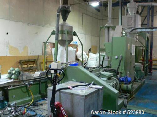 USED: Erema RGA 80 reclaim line. Agglomerator, 80 mm diameterextruder, twin vent, twin pot screen changer, die face cutter,classifier. Year 1998.