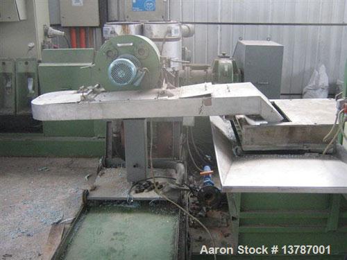 Used Erema RGA 120. Approximate 32:1 L/D ratio, capacity of 1500 to 1600 lbs/hour. Electrically heated, air cooled, double vented barrel. Driven by a 170 kW DC motor thru a gearbox. Includes new retr...