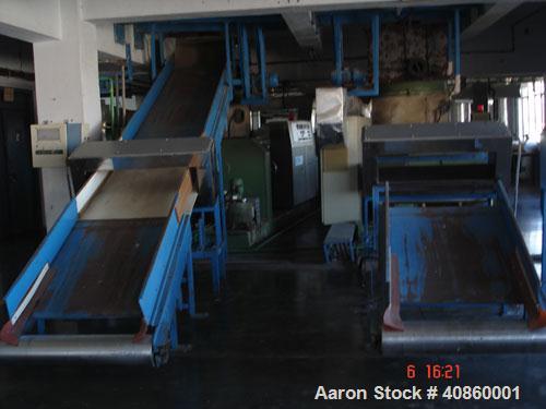 Used Erema Extruder, model RM 120 TE. Manufactured in 1997. Includes inclined belt conveyor, metal detector, extruder, agglomachine, online continuous screen changer. Last application: PET 600-700 kg...