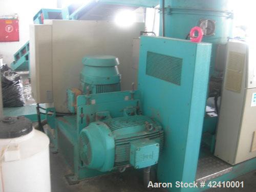 Used Erema RM 70 TVE Plastic Recycling Line. 2.76" (70 mm) diameter single screw extruder with a capacity of 441-551 lbs/hour (200-250 kg/h), with double back flush filtering system, double vented, 3...
