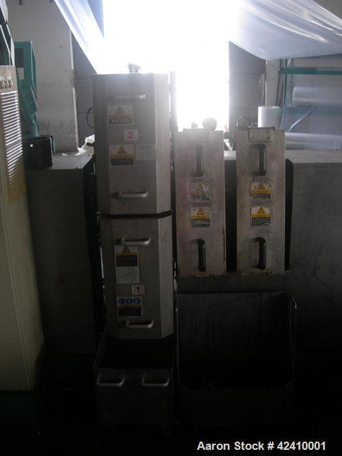 Used Erema RM 70 TVE Plastic Recycling Line. 2.76" (70 mm) diameter single screw extruder with a capacity of 441-551 lbs/hour (200-250 kg/h), with double back flush filtering system, double vented, 3...