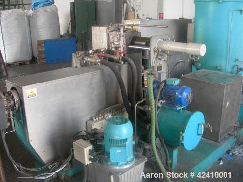Used Erema RM 70 TVE Plastic Recycling Line. 2.76" (70 mm) diameter single screw extruder with a capacity of 441-551 lbs/hour (200-250 kg/h), with double back flush filtering system, double vented, 3...