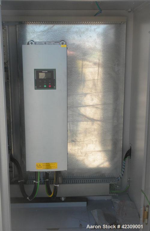 Used NGR Recycling Machine 55mm (2.16’’) Single Screw Extruder, Model A55VSP. Approximate to 1 L/D ratio. Electrically heated, air cooled dual side vented barrel with vacuum pump and tank. Feed throa...