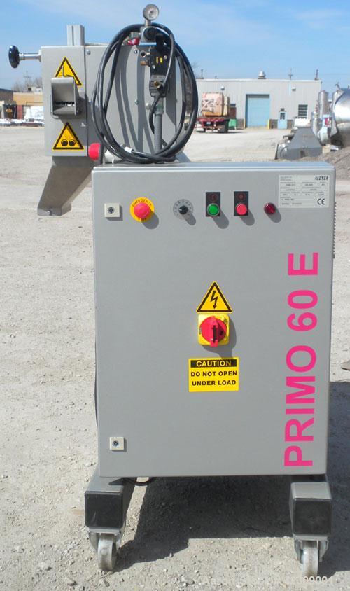 Used NGR Recycling Machine 55mm (2.16’’) Single Screw Extruder, Model A55VSP. Approximate to 1 L/D ratio. Electrically heated, air cooled dual side vented barrel with vacuum pump and tank. Feed throa...