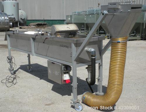 Used NGR Recycling Machine 55mm (2.16’’) Single Screw Extruder, Model A55VSP. Approximate to 1 L/D ratio. Electrically heated, air cooled dual side vented barrel with vacuum pump and tank. Feed throa...