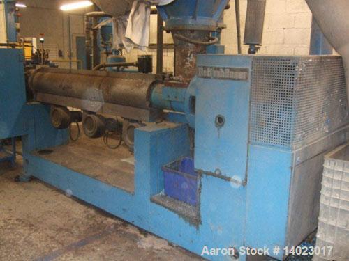 Used Reifenhauser RT1651-1-120-30 Recycling Line.  Vacuum vented.  Comprised of (1) forced feeder, (1) Kreyenborg screen changer; (1) die face cutter, (1) dryer.  50 Hz.
