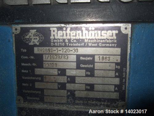 Used Reifenhauser RT1651-1-120-30 Recycling Line.  Vacuum vented.  Comprised of (1) forced feeder, (1) Kreyenborg screen changer; (1) die face cutter, (1) dryer.  50 Hz.