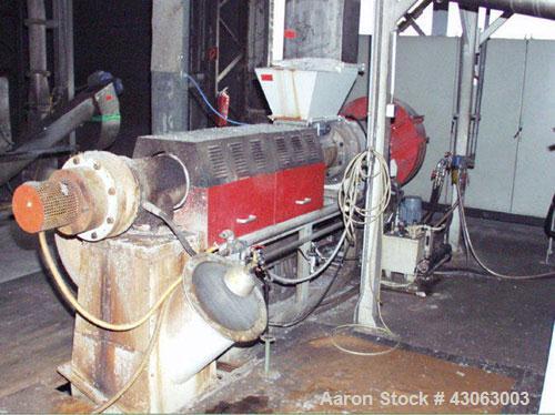 Used Sorema Granulation Plant, suitable for PP and PE, capacity 2204-3307 lbs/hour (1000-1500 kg/h). Comprised of: (1) feeder shaft; (1) conveyor belt with sorting drum; (1) manual sorting unit with ...