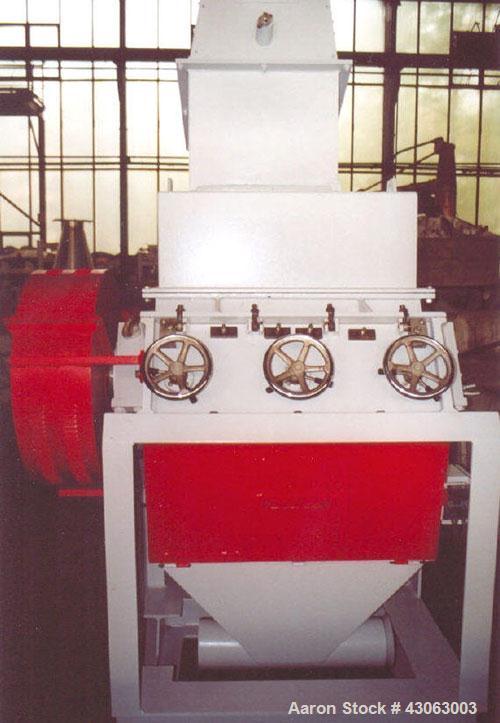 Used Sorema Granulation Plant, suitable for PP and PE, capacity 2204-3307 lbs/hour (1000-1500 kg/h). Comprised of: (1) feeder shaft; (1) conveyor belt with sorting drum; (1) manual sorting unit with ...